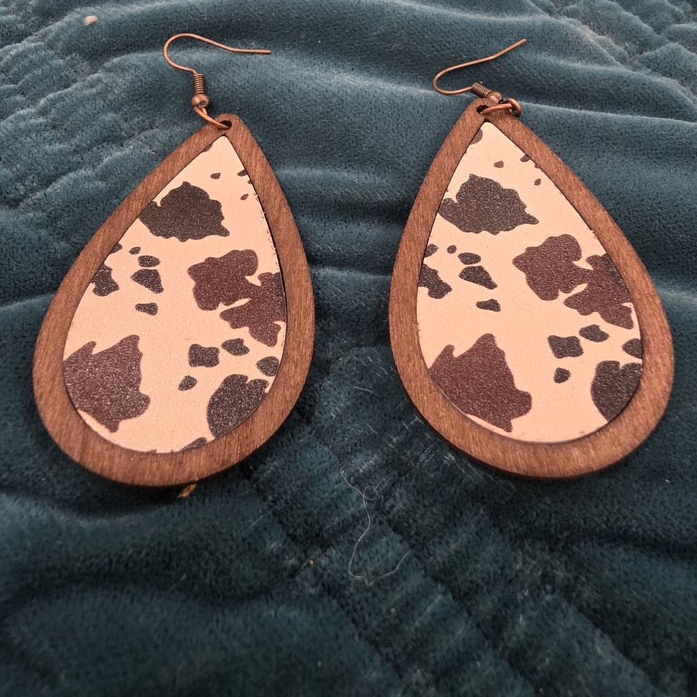Cow Print Teardrop Earrings